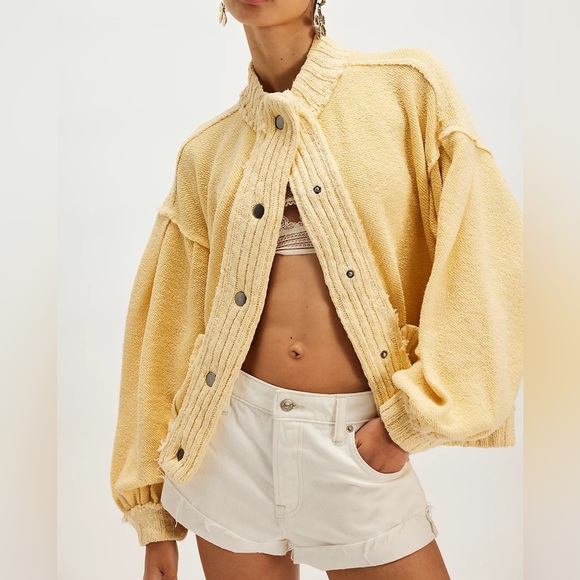 Free People Sweaters - Free People We The Free Cute In This Cardi Cardigan Sweater in Sunlight Yellow